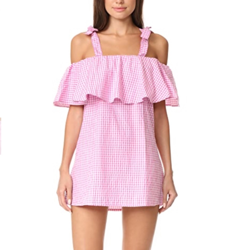 MLM Pink Women's Gingham Ruffle Dress in Medium Cottagecore